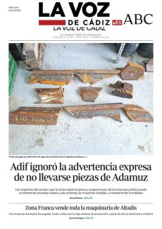 ADIF IGNORÓ LA ADVERTENCIA EXPRESA DE NO LLEVARSE PIEZAS DE ADAMUZ