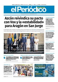 AZCÓN REIVINDICA SU PACTO CON VOX Y LA «ESTABILIDAD» PARA ARAGÓN EN SAN JORGE