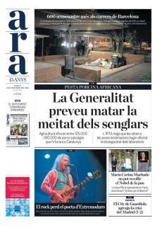 PESTA PORCINA AFRICANA
LA GENERALITAT PREVEU MATAR LA MEITAT DELS SENGLARS