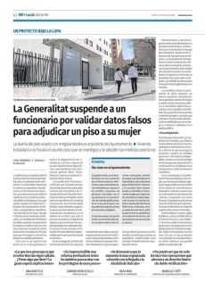 LA GENERALITAT SUSPENDE A UN FUNCIONARIO POR VALIDAR DATOS FALSOS PARA ADJUDICAR UN PISO A SU MUJER